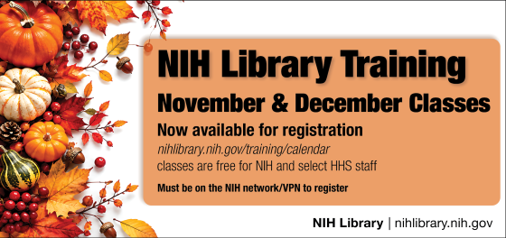 NIH Library Training Classes: November and December